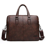 JEEP BULUO Men's Business Split Leather Briefcase