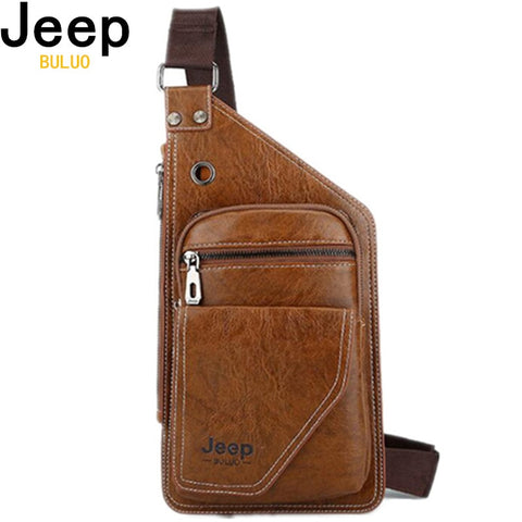 Men Leather Bags Jeep Brand Crossbody Chest Bag