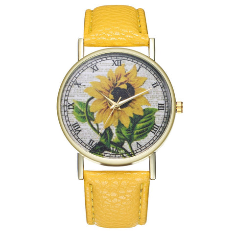 Yellow Sunflower Quartz Watch Women