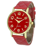 quartz watch Red  Geneva watch Women