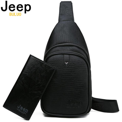 JEEP BULUO Brand Men Sling Bags High Quality Leather Chest Bag
